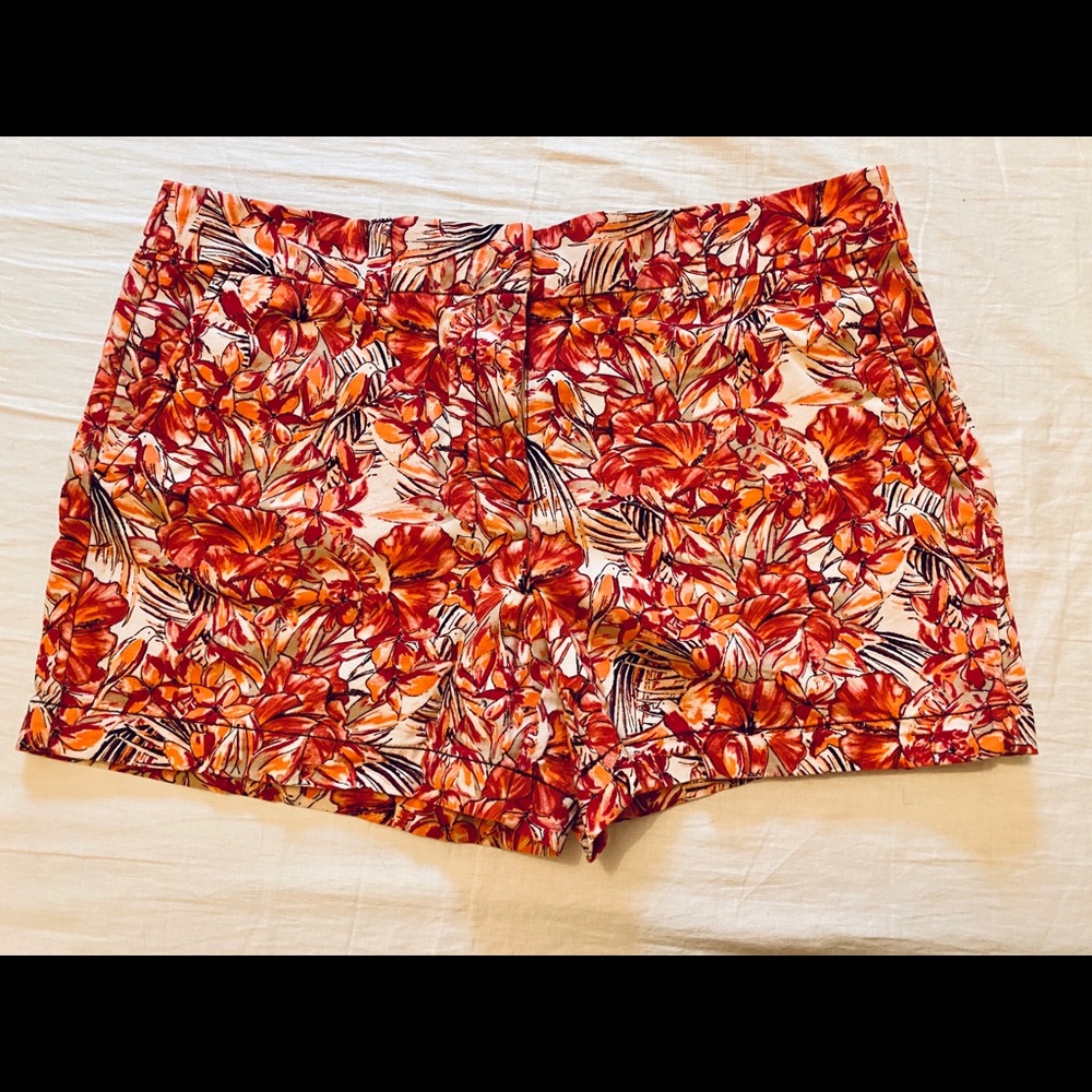 EUC Floral LOFT Shorts Size 8 Pink Coral Orange